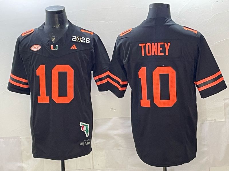 Men 2026 Miami Hurricanes #10 Toney Black 3th generations Limited NCAA Jersey 02